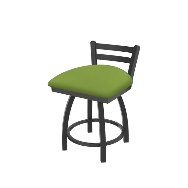 18" Low Back Swivel Vanity Stool, Pewter Finish, Canter Kiwi Green Seat